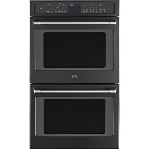 GE - Cafe Series 29.8" Built-In Double Electric Convection Wall Oven - Black Slate-Front_Standard 