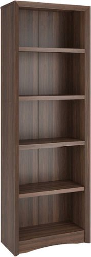 CorLiving - Quadra 4-Shelf Floor-Standing Bookcase - Walnut