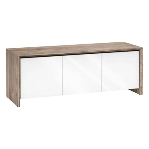 Salamander Designs - Chameleon Barcelona A/V Cabinet for Most Flat-Panel TVs up to 75" - Natural Walnut /Gloss White