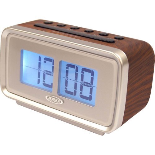  JENSEN - AM/FM Dual-Alarm Clock Radio with Digital Retro Flip Display