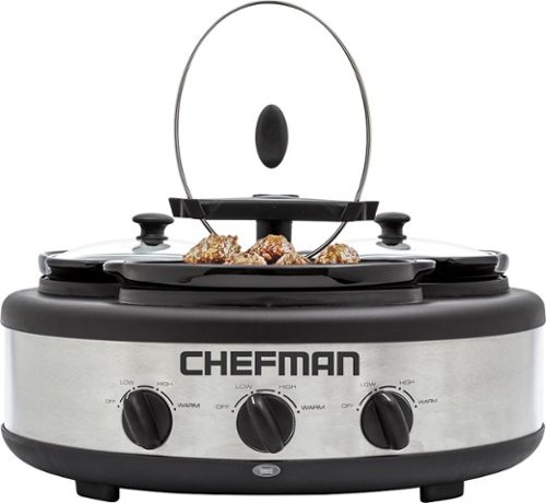  Chefman - 4.5-Quart Triple Slow Cooker - Stainless