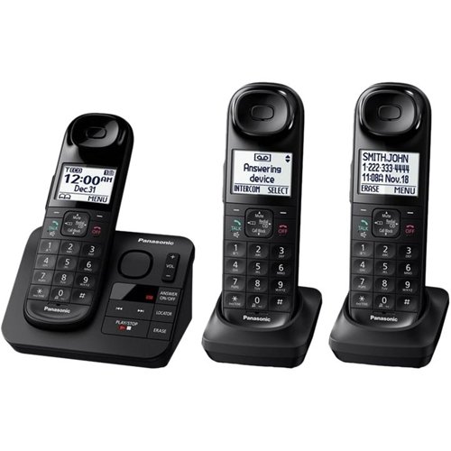  Panasonic - KX-TGL433B DECT 6.0 Expandable Cordless Phone System with Digital Answering System - Black