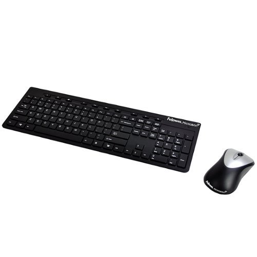 Fellowes - Slimline Cordless Combo Full-size with Antimicrobial Protection Wireless Optical Keyboard and Mouse - Black