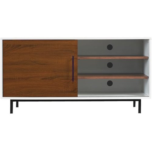 Bell'O - Wakeman TV Stand for Most Flat-Panel TVs Up to 55" - High Gloss White/Wakefield Oak-Front_Standard 