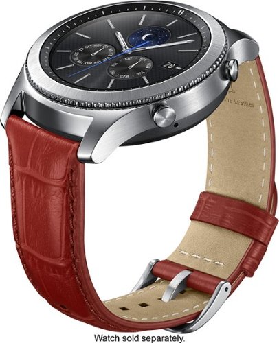  Leather Wrist Strap for Samsung Gear S3 Frontier/Classic - Alligator grain redbrown