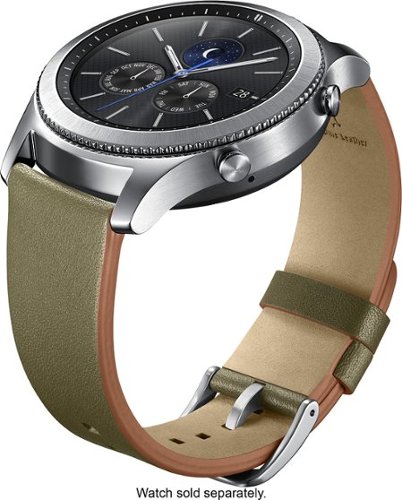 Leather Medium Wrist Strap for Samsung Gear S3 Frontier/Classic - Olive green-Angle_Standard 