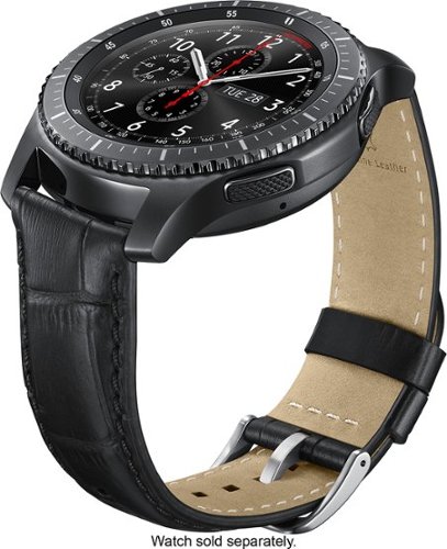  Leather Wrist Strap for Samsung Gear S3 Frontier/Classic - Alligator grain black