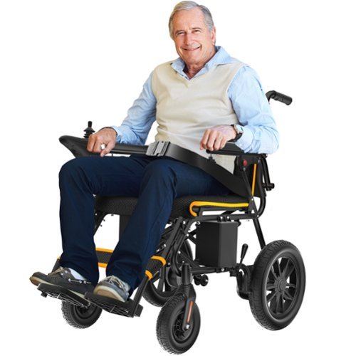 Brick Attic - Portable Electric Wheelchair for Adults, 20 Miles Longer Travel All Terrain Foldable Home Power Wheelchair for Seniors - Orange-Front_Standard 