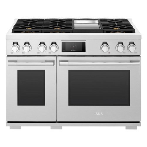 SKS - 7.9 Cu. Ft. Self-Cleaning Freestanding Double Oven Gas Convection Range - Stainless Steel