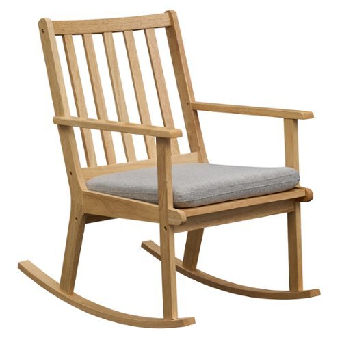Gymax - Wooden Rocking Chair w/Removable Cushion & Ergonomic Slatted Backrest Indoor - Yellow-Front_Standard 