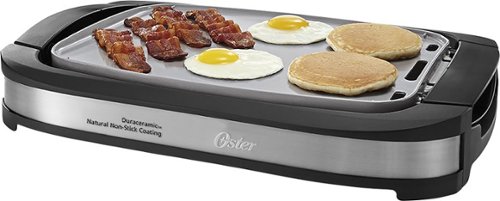  Oster - Reversible Griddle - Black/Stainless-Steel