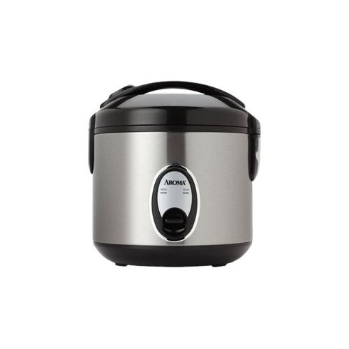 AROMA - 8-Cup Rice Cooker/Steamer - Black/Silver