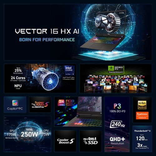 MSI Vector 16 HX AI 400 16 240Hz QHD+ Gaming Laptop - Intel  Ultra 9-275HX - GeForce RTX 5080 - 16GB Memory - 1TBSSD - Cosmo Gray BUY IN QATAR