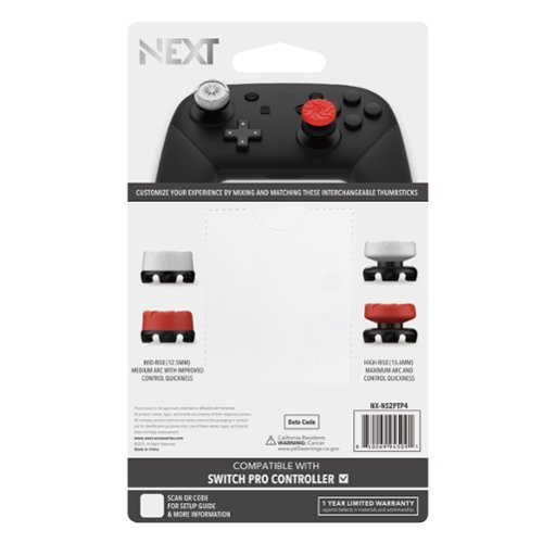 NEXT Precision Thumbstick 4-Pack For Switch 2 and Switch Pro Controllers - Red/White WORLDWIDE DELIVERY