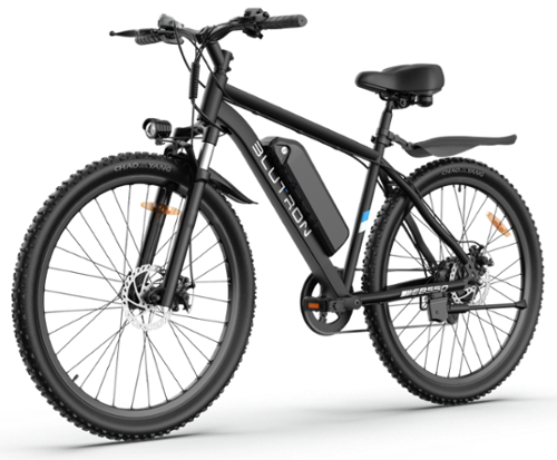 Blutron - EB550S 500W Mountain Ebike with 60 Mile Max Range and 20 MPH Max Speed - one size - Black-Front_Standard 