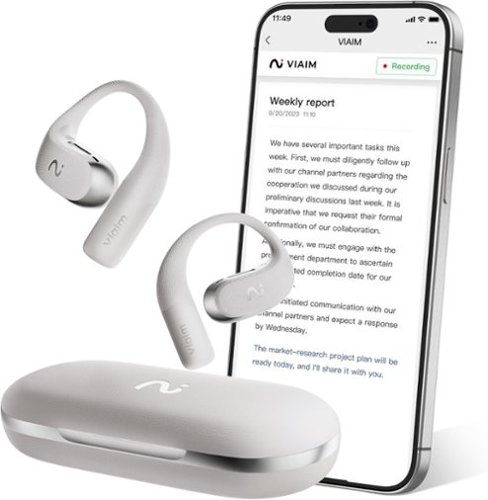 VIAIM - OpenNote AI Recorder Open-Ear Headphones with FlashRecord, Call Recording, Real-Time Transcription and Translation - Gray-Front_Standard 