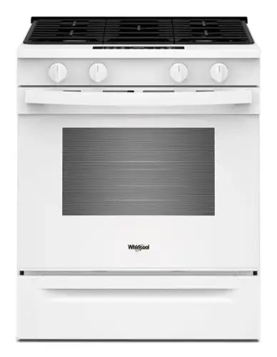Front. Whirlpool - 5.0 Cu. Ft. Smart Freestanding Slide-In Gas Range with Air Cooking Technology and Steam Clean - White.