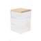 Martha Stewart - Brody Premium Clear Plastic Storage Bins Paulownia Wood Lid-3.75"x3" - Clear/Light Natural-Front_Standard 