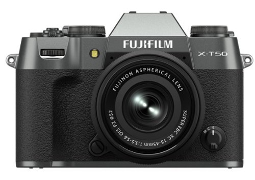 Fujifilm - X-T50 Mirrorless Camera with XC15-45mmF3.5-5.6 OIS PZ Lens - Charcoal Silver-Front_Standard 