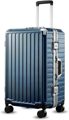 Front. LUGGEX - LUGGEX 24 Inch Aluminum Frame Zipperless Polycarbonate Spinner Hard Shell Suitcase - ZX-Core - Blue.