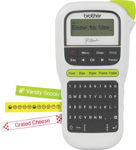 Brother - P-touch, PT-H110, Easy Portable Label Maker, Lightweight, Qwerty Keyboard, One-Touch Keys - White/Gray