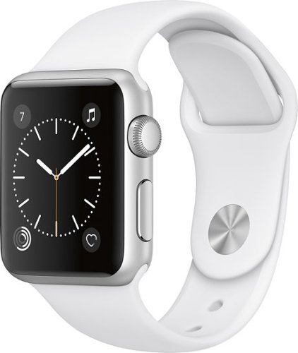  Geek Squad Certified Refurbished Apple Watch Series 1 38mm Silver Aluminum Case White Sport Band - Silver Aluminum
