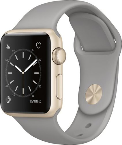 Geek Squad Certified Refurbished Apple Watch Series 1 38mm Gold Aluminum Case Concrete Sport Band - Gold Aluminum-Front_Standard 