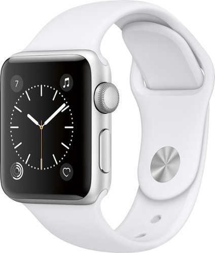  Geek Squad Certified Refurbished Apple Watch Series 2 38mm Aluminum Case White Sport Band - Silver Aluminum