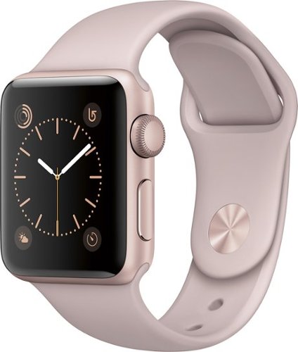 Geek Squad Certified Refurbished Apple Watch Series 2 38mm Rose Gold Aluminum Case Pink Sand Sport Band - Rose Gold Aluminum - (2016)-Front_Standard 