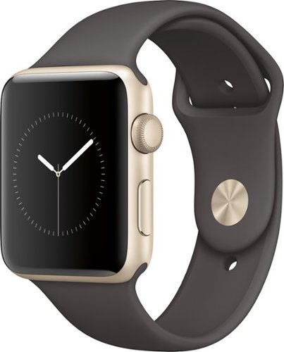  Geek Squad Certified Refurbished Apple Watch Series 2 42mm Gold Aluminum Case Cocoa Sport Band - Gold Aluminum