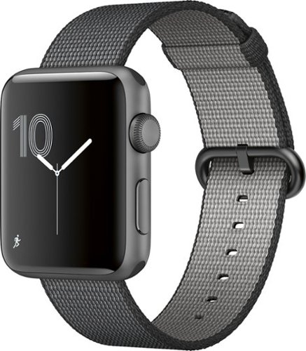 Geek Squad Certified Refurbished Apple Watch Series 2 42mm Space Gray Aluminum Case Black Woven Nylon Band - Space Gray - (2016)