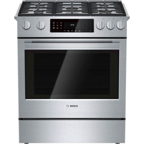 Bosch - Benchmark 4.8 Cu. Ft. Self-Cleaning Slide-In Gas Convection Range - Stainless Steel-Front_Standard 