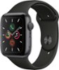 Apple Watch Series 5 (GPS) 44mm Space Gray Aluminum Case with Black Sport Band - Space Gray - (2019)-Front_Standard