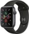 Apple Watch Series 5 (GPS) 44mm Space Gray Aluminum Case with Black Sport Band - Space Gray-Front_Standard 
