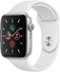 Apple Watch Series 5 (GPS) 44mm Aluminum Case with White Sport Band - Silver - (2019)-Front_Standard