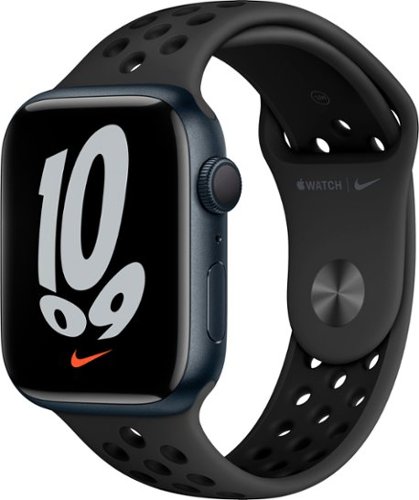 Refurbished Apple Watch Nike Series 7 (GPS) 41mm Aluminum Case with Anthracite/Black Nike Sport Band - Midnight - (2021)-Angle_Standard 