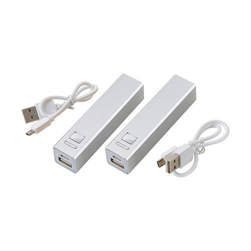 DENAQ - 2600 mAh Portable Charger for Most USB-Enabled Devices (2-Pack) - Silver-Front_Standard 