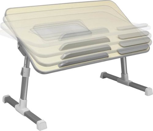 Aluratek Adjustable Ergonomic Laptop Cooling Table with Fan - White BUY ONLINE