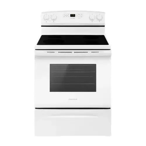 Front. Amana - Self-Cleaning Freestanding Electric Range - White.
