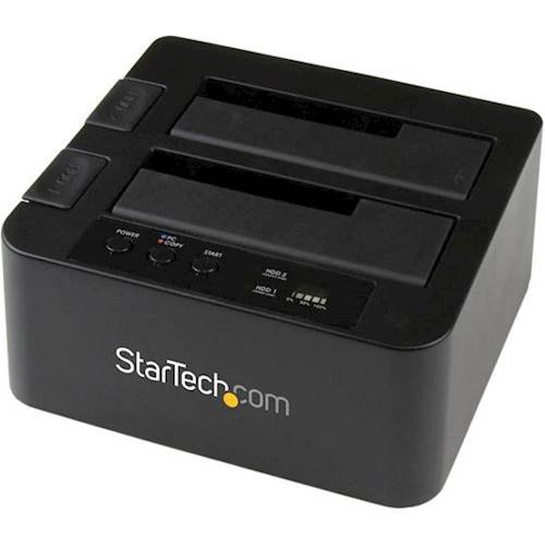 StarTech.com - Dual eSATA/USB 3.0 Hard Drive Duplicator Dock - Black-Front_Standard 
