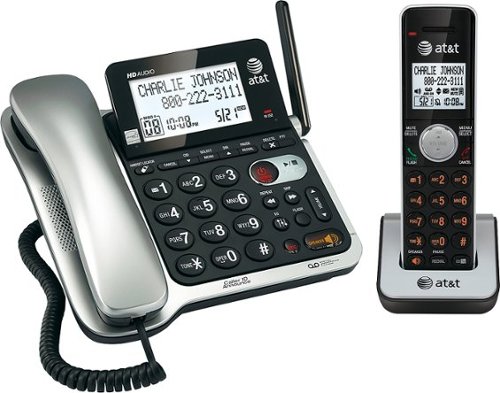  AT&amp;T - AT CL84102 DECT 6.0 Expandable Phone System with Digital Answering System - Black/Silver