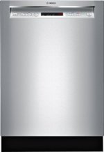 Bosch - 300 Series 24" Recessed Handle Dishwasher with Stainless Steel Tub - Stainless steel - Front_Standard