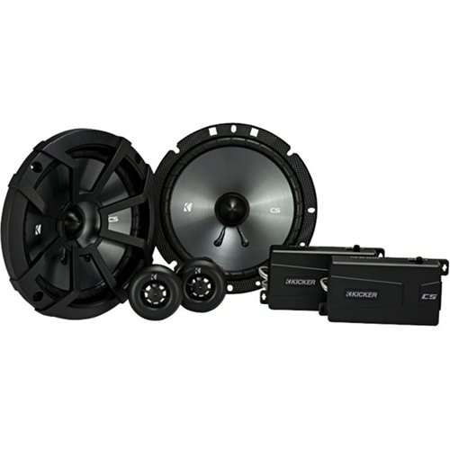 KICKER - CS Series 6-3/4" 2-Way Car Speakers with Polypropylene Cones (Pair) - Black-Front_Standard