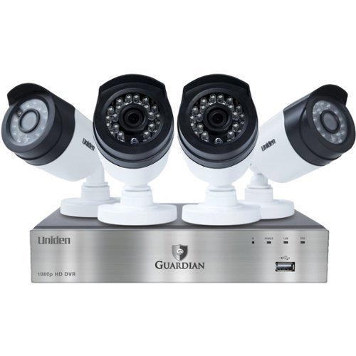Uniden - Guardian 4-Channel, 4-Camera Wired DVR Surveillance System - Black/silver/white-Front_Standard 
