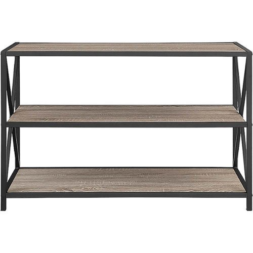 Walker Edison - Industrial Metal and Wood 3-Shelf Bookcase - Driftwood