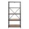 Walker Edison - Rustic Industrial Metal and Wood 5-Shelf Bookcase - Barnwood-Front_Standard