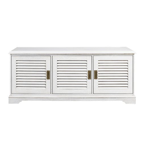 Walker Edison - angelo:HOME Louvered Door TV Console for Most TVs Up to 65" - White Wash-Front_Standard 