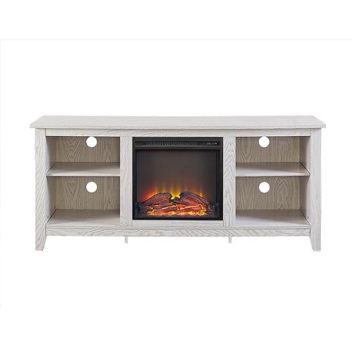 Walker Edison - Open Storage Fireplace TV Stand for Most TVs Up to 65" - White Wash-Front_Standard 