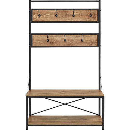 Walker Edison - 40" Rustic Wood Hall Tree - Barnwood-Front_Standard 