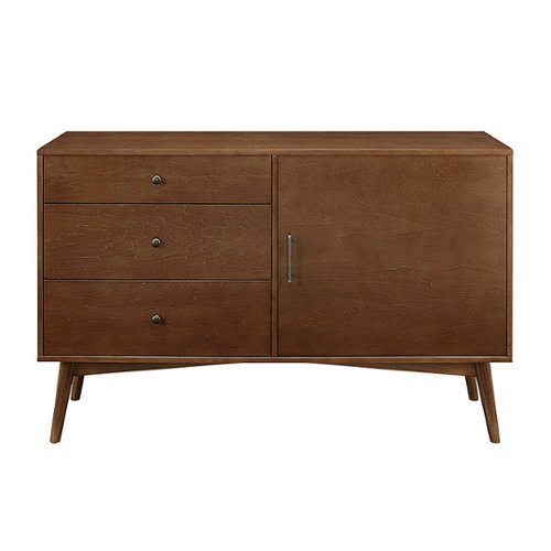 Walker Edison - Angelo Mid Century Modern TV Stand Cabinet for Most Flat-Panel TVs Up to 55" - Walnut